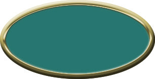 Blank Oval Plastic Gold Nametag with Celadon Green