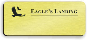 Blank Smooth Plastic Name Tag with Logo: European Gold and Black - LM 922-754