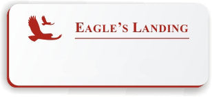 Blank Smooth Plastic Name Tag with Logo: White and Crimson - LM922-206