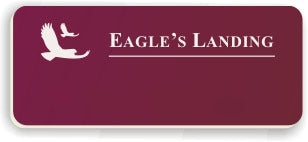 Blank Smooth Plastic Name Tag with Logo: Claret and White - LM 922-612