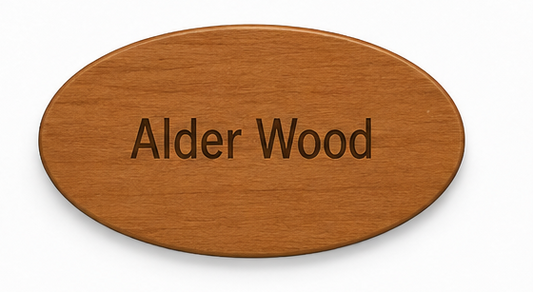 Custom Wooden Name Tag – Alder Wood