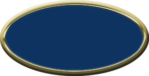 Blank Oval Plastic Gold Nametag with Patriot Blue