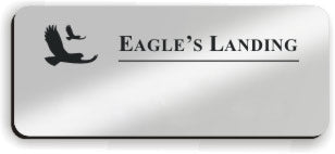 Blank Smooth Plastic Name Tag with Logo: Shiny Silver and Black - LM922-334