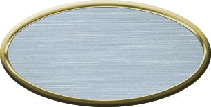 Blank Oval Plastic Black Nametag with Brushed Aluminum