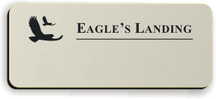 Blank Smooth Plastic Name Tag with Logo: Almond and Black - LM 922-854